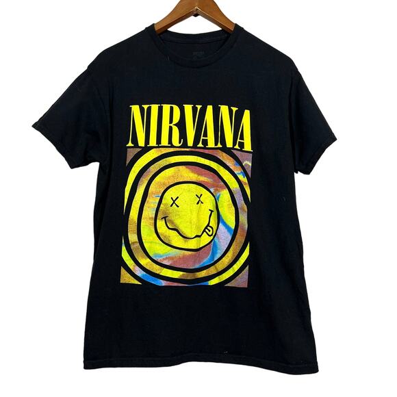 Nirvana Smiley Graphic Tee Repro Black Short Sleeve - L - Picture 1 of 3